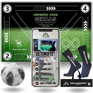 SkillZone Soccer Training Mat  Soccer Dribbling & Footwork Trainer with SkillZone Interactive Training Hub | Soccer Skills & Ball Control Practice for Kids & Teens | Indoor & Outdoor Agility & Coordination Training System (MIdnight Strike - Match Kit)