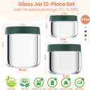 12Pack Overnight Oats Containers with Lids, 16oz, 8oz & 4oz Glass Jars with Airtight Lids, Wide mouth Mason Salad jars, Glass Food Storage Containers for Yogurt Chia Pudding Snacks Cereal & Spices