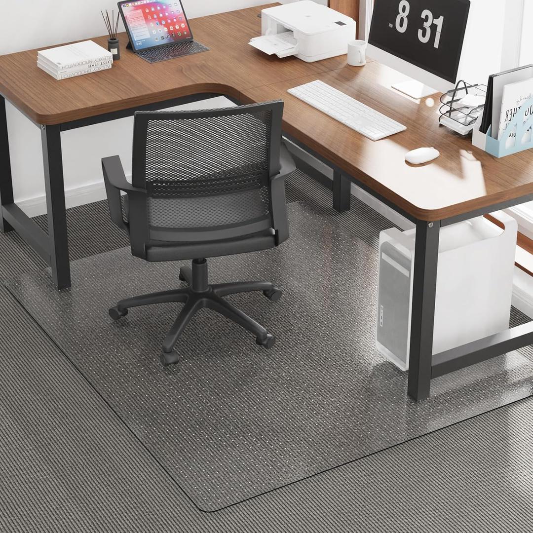 50x 60Carpet Floor Mat for Office Chair, Clear Desk Chair Floor Mat for Carpet for Medium/Low Pile, HeavyDuty Chair Mats for Carpeted Floors, Studded Desk Mat for Carpets for Homes and Offices (Transparent)