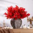 12 Pcs Artificial Oak Leaves Branches Fake Acorns Fall Decor Large Fake Maple Leaves Artificial Greenery Silk Floral Autumn Faux Spray for Thanksgiving Table Centrepieces(Brownish Red)