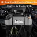 4-in-1 Car Back Seat Organizer, Leather Multifunctional Car Storage Box with Cup Holders, Seat Organizer for Phone, Snacks, Drinks & Handbag (Gray)