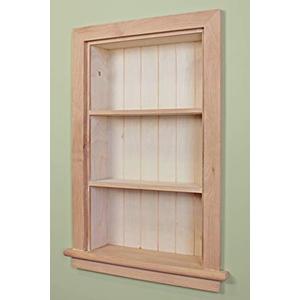 Fox Hollow Furnishings 14x24 Aiden Recessed Wall Niche Medicine Cabinet Replacement, in The Wall Bathroom Cabinet Insert Shelf/Shelves, Made in North America, Real Wood, NO MDF, Beadboard, Unfinished