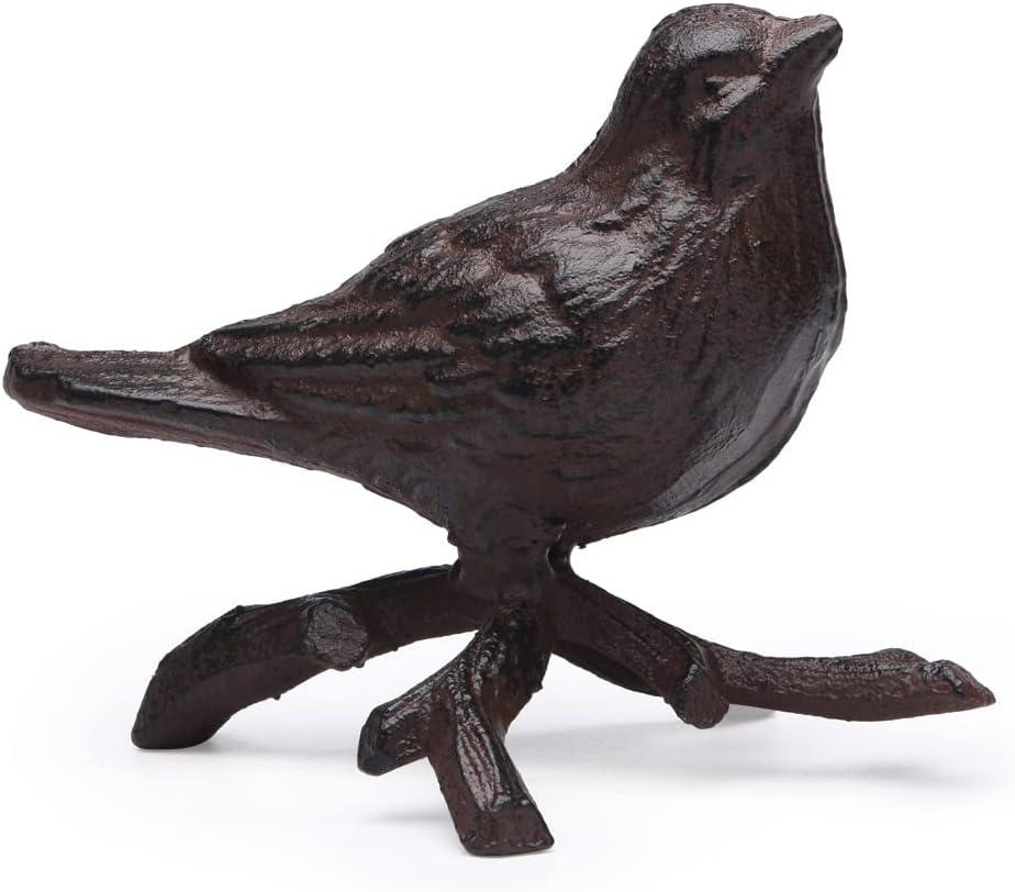 BRASSTAR Rustic Cast Iron Bird with Branches Statue Antique Garden Farmhouse Decoration Home Desk Figurine Replica Rust Color TQGJPT108
