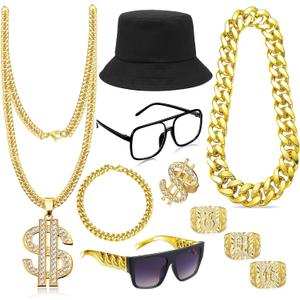 GIFIKOI Hip Hop Costume Kit 80s 90s Rapper Accessories
