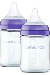 Lansinoh Anti-Colic Glass Baby Bottles, 5 Ounces, 2 Count, Includes 4 Extra Slow Flow Nipples (Size XS, Newborn), Baby Essentials