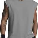 Mens Gym Tank Tops Sleeveless Shirts Cut Off Quick Dry Muscle Shirt Running Beach Loose Fit Tee (Gray, XL)
