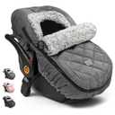 ACRABROS Car Seat Cover Baby: Winter Infant Carseat Canopy for Boy Girl Newborn, Zipper Peeping Window, Warm Cozy Cold Weather Waterproof Fitted, Heather Grey