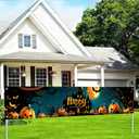 2 x 118x20 Inch Halloween Yard Decorations Outdoor Pumpkin Banner Haunted Castle Scene Happy Halloween Sign Bat Moon Backdrop for Fence Porch Garden Wall Party Seasonal Decor