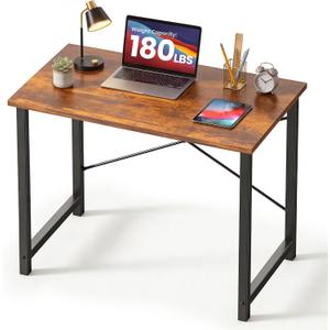 DUMOS 31 Inch Small Computer Desk for Home Office, Modern Study Writing Gaming Work Table Simple Style for Bedroom with X-Shaped ReInchforcement, Rustic Brown