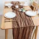 Wokceer Cheesecloth Table Runner 3Pack 10FT Brown Boho Gauze Fall Thanksgiving Cheese Cloth Table Runner for Party Long Rustic Sheer Table Runners for Baby Bridal Shower Wedding Easter Table Decor