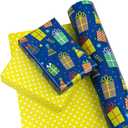 WRAPAHOLIC 30 Inch Reversible Birthday Wrapping Paper - 30 Inch x 33 Feet - Gift Boxes and Polka Dot Design for Birthday, Holiday, Party, Baby Shower