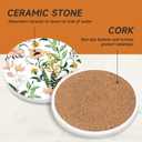 2 x Cute Flower Coasters Set of 6 with Holder and Cork Base - 4in Absorbent Ceramics Coaster for Tabletop Protection Drink Coasters-Coffee Table Decoration,Home Decor-Housewarming Gifts for New Home