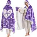 Best Wife Ever Wearable Blanket Hoodie, Valentines Day Gifts for Her Wife Women From Husband, Mothers Day Birthday Anniversary Day Gift Ideas, Throw Blanket for Women Shawl Wraps Poncho Robe, Violet