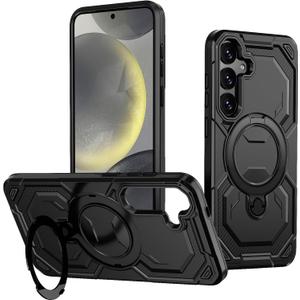 Dionsibei for Samsung Galaxy S25 FE Case Compatible with MagSafe with Kickstand Military Grade Drop Rugged Heavy Duty Protection Shockproof for Galaxy S25 FE Phone Case (Black)