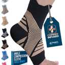 Doctor's Select Copper Ankle Sleeve - Foot and Ankle Compression Sleeve, Arch Support Socks, Compression Ankle Brace, Black with Copper
