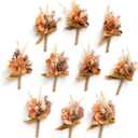 Ling's Moment Boutonniere for Men, 10pcs Groomsmen Guest Boutonniere, Artificial Flowers for Wedding Dcor/Prom/Homecoming,etc.Boho Dried Burnt Orange