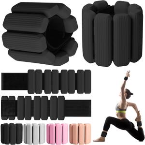 Wrist Weights, 2Pack Adjustable Wearable Wrist Ankle Weights for Women/Men, Silicone Wrist Bangles for Walking, Yoga, Pilates, and Gym, Arm & Leg Workout, 2lb (Black)