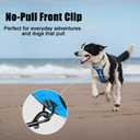 PoyPet No Pull Dog Harness, Reflective Comfortable Vest Harness with Front & Back 2 Leash Attachments and Easy Control Handle Adjustable Soft Padded Pet Vest for Small to Large Dogs (Blue,S)