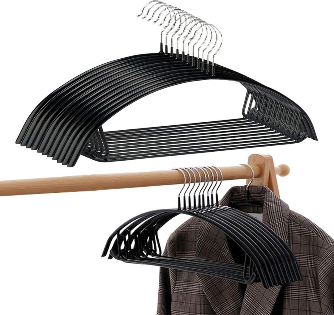 Contour Metal No Bumps Hanger - Suit, Coat & Sweater Hanger (Pack of 110, Black)