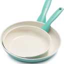 GreenPan Rio Healthy Ceramic Nonstick 8" and 10" Frying Pan Skillet Set, PFAS-Free, Dishwasher Safe, Turquoise