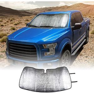RT-TCZ Windshield Sunshade UV Ray Reflector Sunshade Visor for 2015-2020 Ford F150 F250 F350 Trucks,Silver