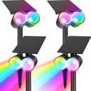 Barrina Solar Spotlights Outdoor Waterproof, 360 Horizontal Adjustable Outdoor Spot Light, 24 LEDs Color Changing, Auto On/Off Solar Lights for Outside Yard Pathway Landscape Lighting, 4 Pack