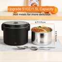 Electric Lunch Box 1.5L, 100W Portable Food Warmer Heated Lunch Box for Car/Truck/Home | 3-in-1 12V/24V/110V Leak-Proof 304 Stainless Steel with Insulated Bag & Cutlery, Black