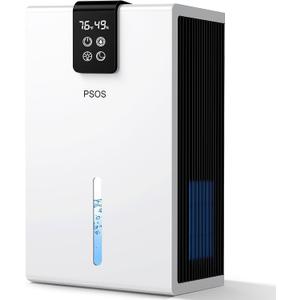 PSOS Dehumidifier, Dehumidifiers for Home, 98 OZ Water Tank, (1000 sq.ft) Quiet Dehumidifier for Basement Bathroom Bedroom with Humidity Display, Auto Shut Off, Relaxing 7 Color Ambient Light(White)