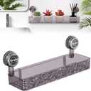 Corrugated Suction Cup Storage Holder,Movable Shower Shelf Suction Cup,Shower Caddy Large Organizer Bathroom,No-Drill Wall Mounted Bathroom Storage Rack Shelf(Black)