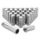 Lichamp 32 tuercas cromadas M14x1.5 para camiones, parcialmente compatibles con Ford F250 F350 Super Duty y Chevy Silverado 1500 2500 3500, girador cromado con asiento de cono, A9SL