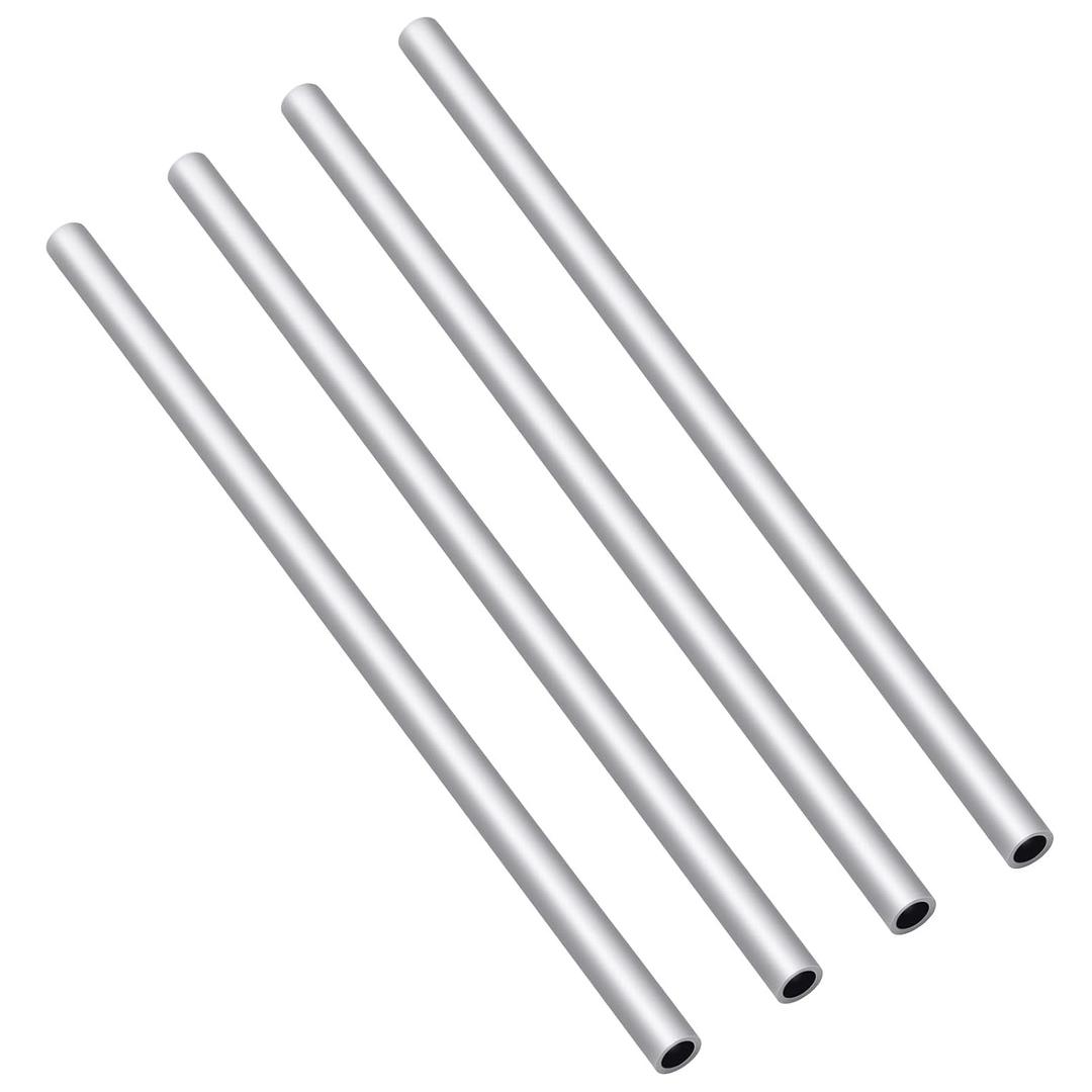 Aluminum Round Tube, 3/16" (5mm) OD x 1mm Wall Thickness Hollow Pipe, 12" Length Seamless Metal Straight Tubing, 4 PCS