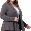 Agnes Orinda Women's Plus Size Blazer Notch Panel Work Business Casual Outfits Dressy Suit Jacket Peplum Blazers (2X, Gray)