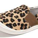 FUNKYMONKEY Shoes for Women, Comfort Low Top Canvas Slip On Sneakers Classic Casual Walking Shoes (9, Leopard)