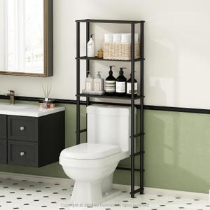 Furinno Turn-N-Tube Over The Toilet Storage, 3-Shelf Over The Toilet Organizer, Freestanding Space Saver Bathroom Shelf, for Bathroom Organizers and Storage, Black Espresso