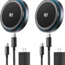 THREEKEY for MagSafe Charger, 2 Pack Qi2 25W Fast Charging Pad with Cooling Fan, Magnetic Wireless Charger with 6.6ft Cable for iPhone 17/16/15 Series (2 Adapters Included)