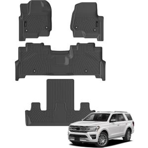 AUXKO All Weather Floor Mat Fit for 2025 2024-2018 Ford Expedition (Include MAX) 7 Seat 2nd Row Bucket Seat TPE Liner Accessories All Season Guard Odorless Anti-Slip Black