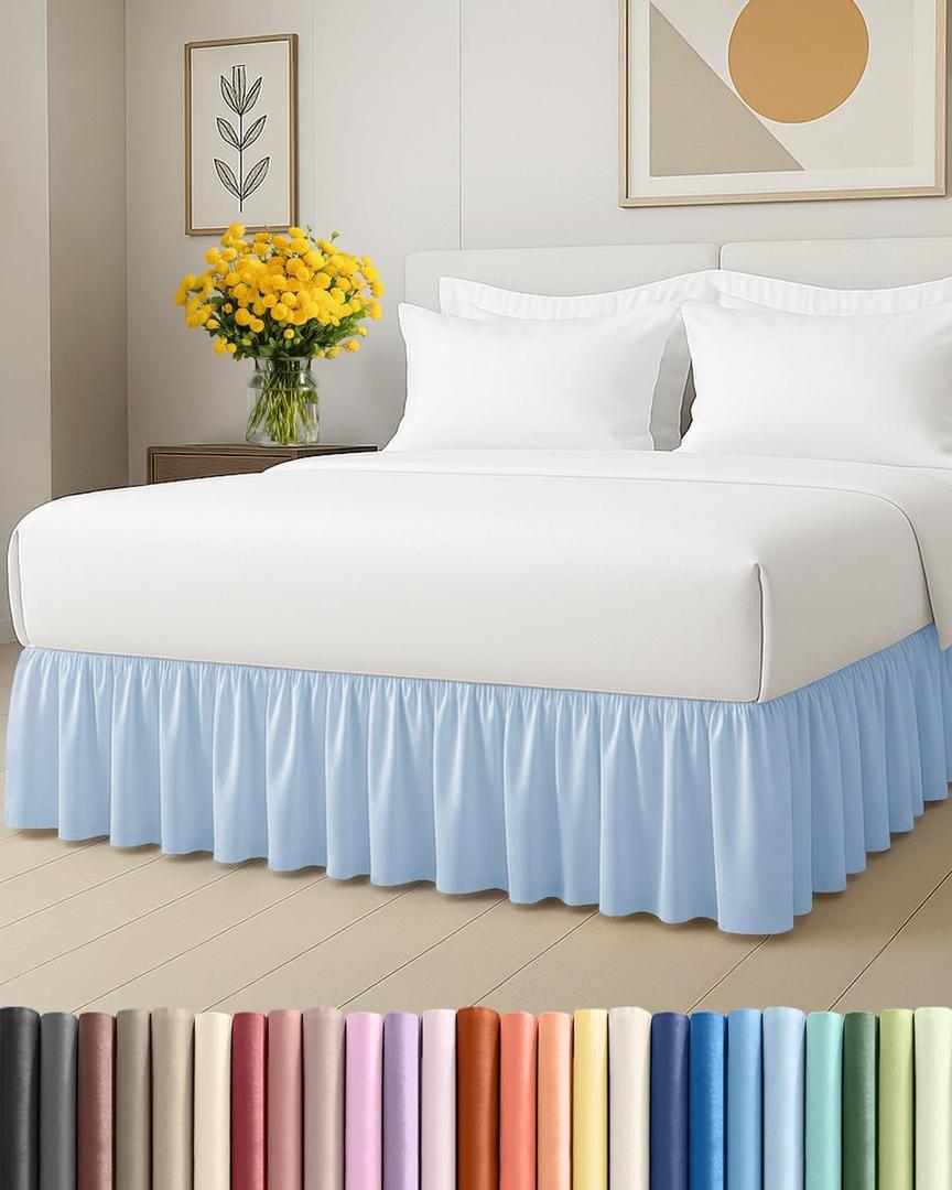 Bedskirt Twin Size Ruffle - 12 inch Drop Dust Ruffle Bed Skirt with Platform - Ultra-Soft, Easy Fit, Premium Hotel Quality - Wrinkle, Fade & Shrink Resistant - for Women, Men, Kids & Teens - Sky Blue