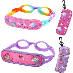 Kids Swim Goggles Age 2-6, Toddler Goggles No Hair Pull,Child Goggles Padded HeadBand