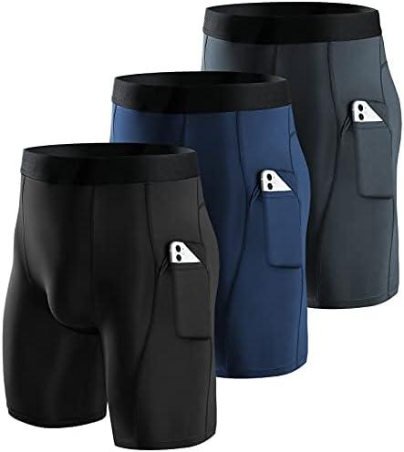 Niksa Compression Shorts Men 2/3 Pack, Compression Underwear for Men Athletic Shorts, Running Workout Fitness Shorts M