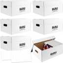 6 Pack Comic Book Storage Box, 15.8" X 7.2" X 10.7" Thick Cardboard Comic Long Box with Lids, Holds 150-175 Current/Silver Age Comics, Stackable Comics Books Bin Container Organizer Holder(White)