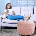 HIGOGOGO Round Stuffed Pouf Ottoman, Plaid Poufs with Foam Chunk Filling, Fluffy and Furry Pouf Foot Stool Storage Ottoman, 26 X 18 Floor Poufs Foot Rest for Living Room, Pink