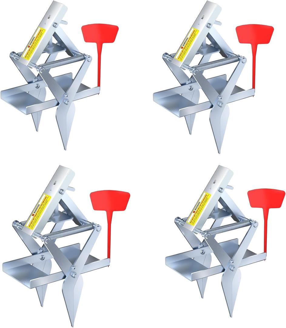 Mole Traps, 4 Pack Scissor Mole Trap with Rust-Proof Steel & High-Resilience Spring, Reusable Outdoor Mole Killer for Lawn, Garden & Farm, One-Step Setup, Quick Capture Gopher & Vole Trap