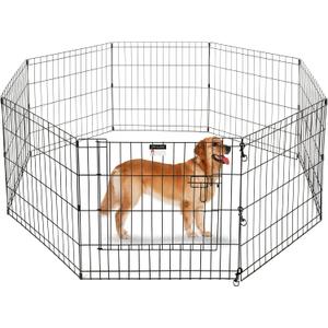 Puppy Playpen - Foldable Metal Exercise Enclosure with Eight 24-Inch Panels - Indoor/Outdoor Fence for Dogs, Cats, or Small Animals by PETMAKER