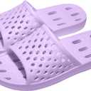 WOTTE Shower Sandals Women Quick Drying Bath Slippers Non Slip Dorm Shoes (Purple)