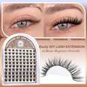 TOOCHUNAG Lash Extension Kit Wispy Lash Clusters Kit Thin Band Cluster Eyelash Extensions Kit Natural Individual Eyelashes Kit DIY Cluster Lashes with Lash Bond and Seal and Tweezers (10-16mm-D)