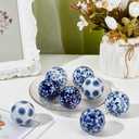 OLYCRAFT 8Pcs Blue and White Porcelain Balls Decorative Porcelain Balls 1.6 Inch Chinoiserie Ball Handmade Ceramic Beads 1mm Hole Ceramic Orbs for Centerpiece Bowls Vases Tables Wedding Home Decor