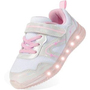 SKYWHEEL Toddler Girls Boys Light up Shoes LED Flashing Lightweight Mesh Breathable Walking Sneakers for Toddler and Little Kids Running, Size 8