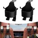 2 PCS Car Seat Backrest Hook, Multifunctional Hanging Storage Water Cup Holder Trash Can with Hook, Mobile Phone Holder Portable Travel Interior Accessories, Universal for Cars Trucks (Black)