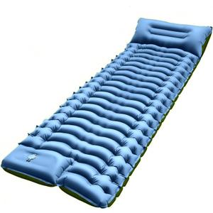 FUN PAC Camping Sleeping Pad,with Foot Pump and Pillow  Ultralight Compact Sleeping Mat for Backpacking, Hiking, Tent  Portable Single Inflatable Mattress for Outdoor (Light Blue + Green)