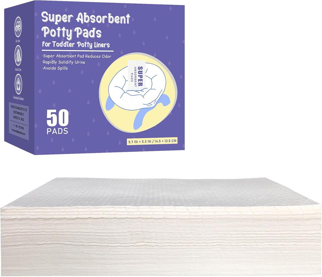 50 Packs Disposable Super Absorbent Potty Pads for Toddlers-Leak-Proof, Odor-Locking, Ultra-Soft Potty Liners for Effortless Potty Training & On-The-Go Use